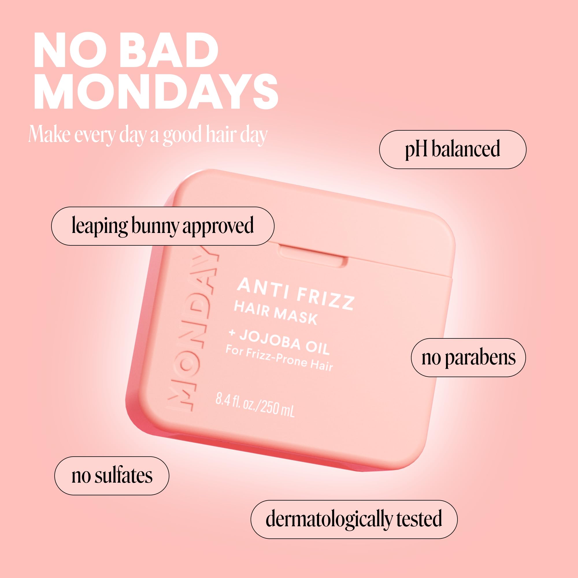 MONDAY HAIRCARE ANTI-FRIZZ Hair Mask with Shea Butter, Jojoba, Coconut, & Almond Oil for Frizz-Prone Hair 250 mL (Dual Pack) - Image 4