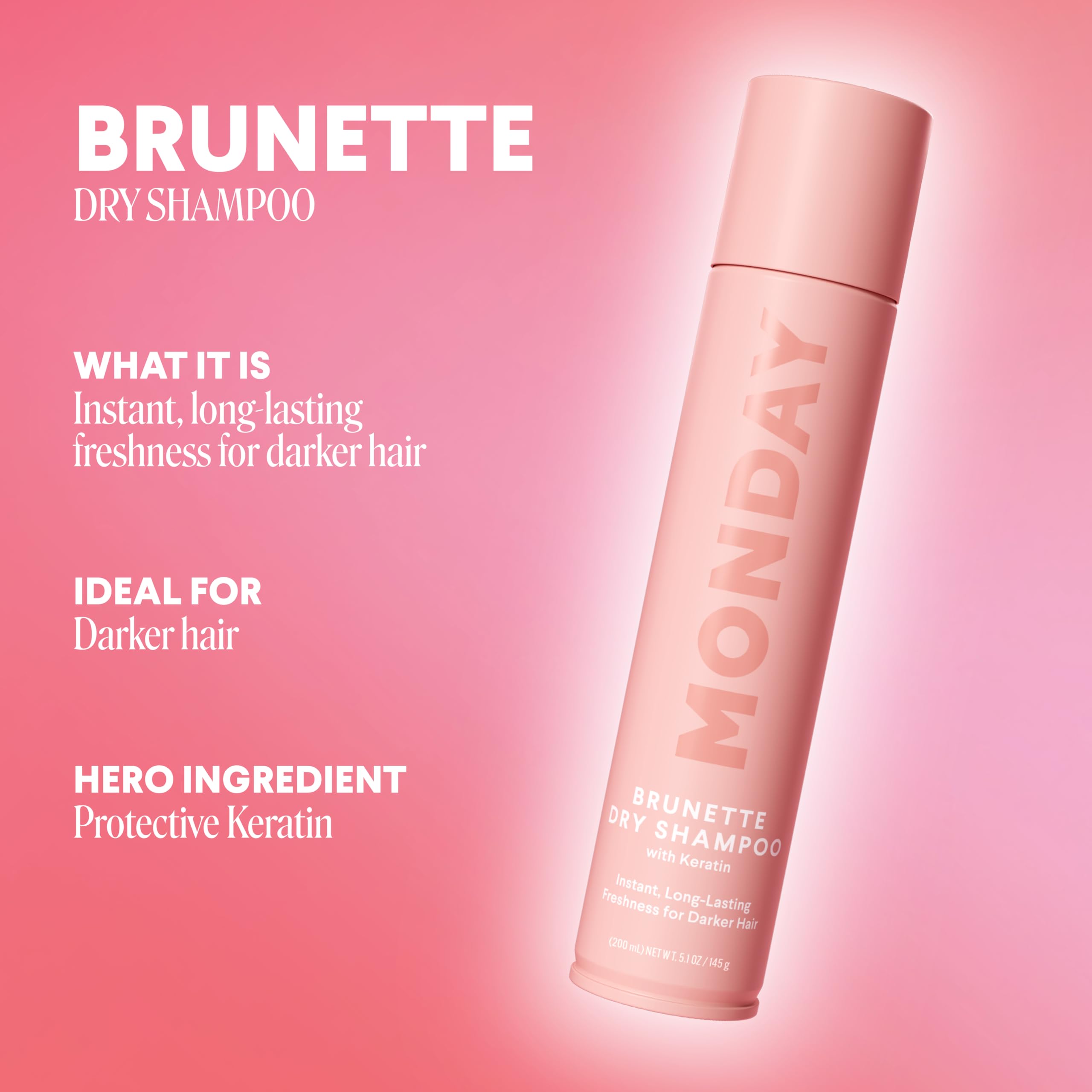 MONDAY HAIRCARE BRUNETTE Dry Shampoo with Keratin, oil-absorbing ideal for Darker Hair 200 mL - Image 3