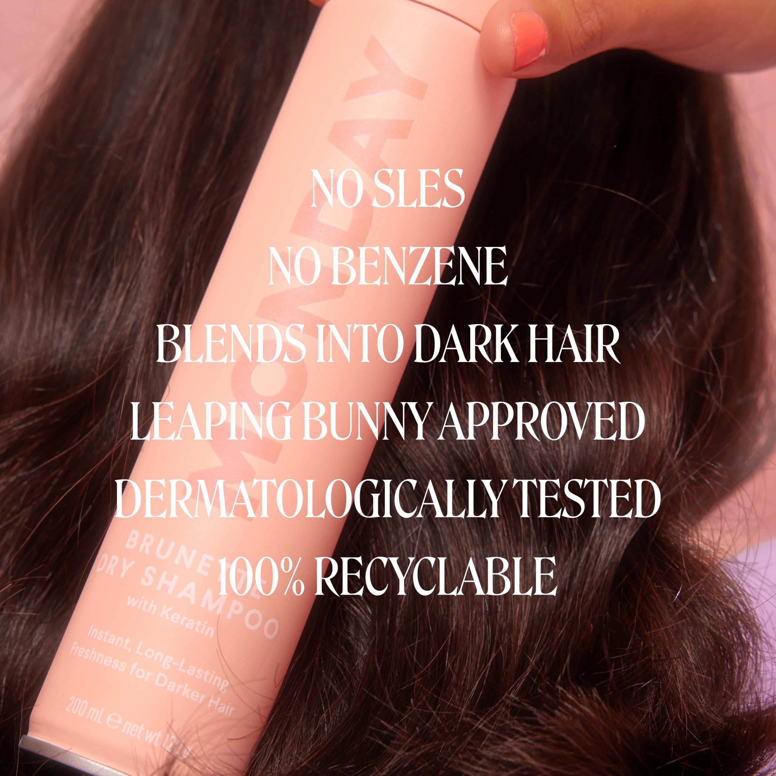 MONDAY HAIRCARE BRUNETTE Dry Shampoo with Keratin, oil-absorbing ideal for Darker Hair 200 mL - Image 5