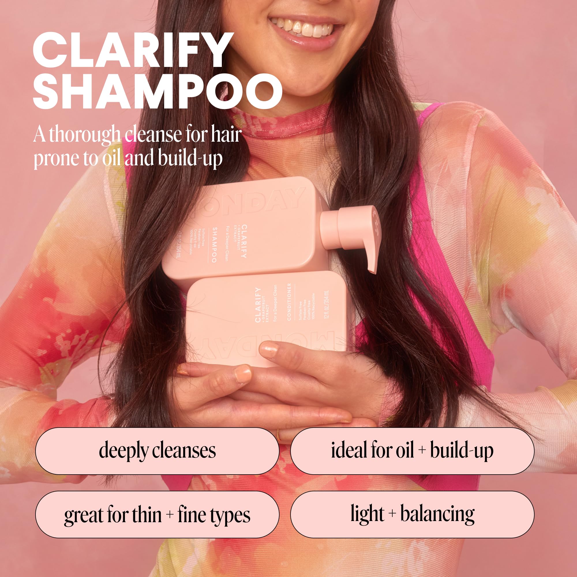 MONDAY HAIRCARE CLARIFY Shampoo with Grapefruit Extract & Ceramides for Oily Hair Prone to Build-up 354 mL - Image 3