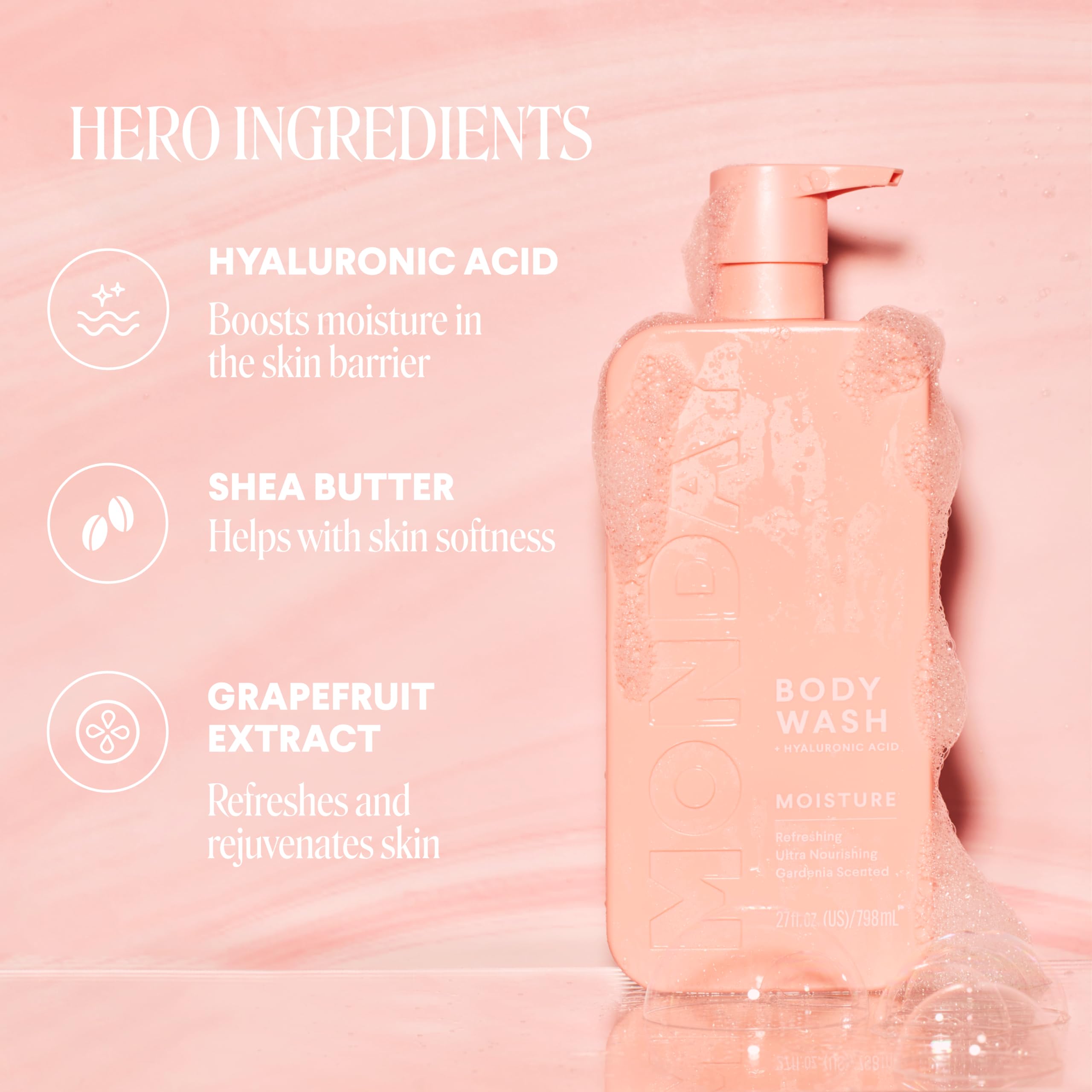 MONDAY HAIRCARE CLEANSE Body Wash with Grapefruit Extract, Hyaluronic Acid, Shea Butter, Coconut Oil for Normal to Oily/Combination Skin 798 mL - Image 3