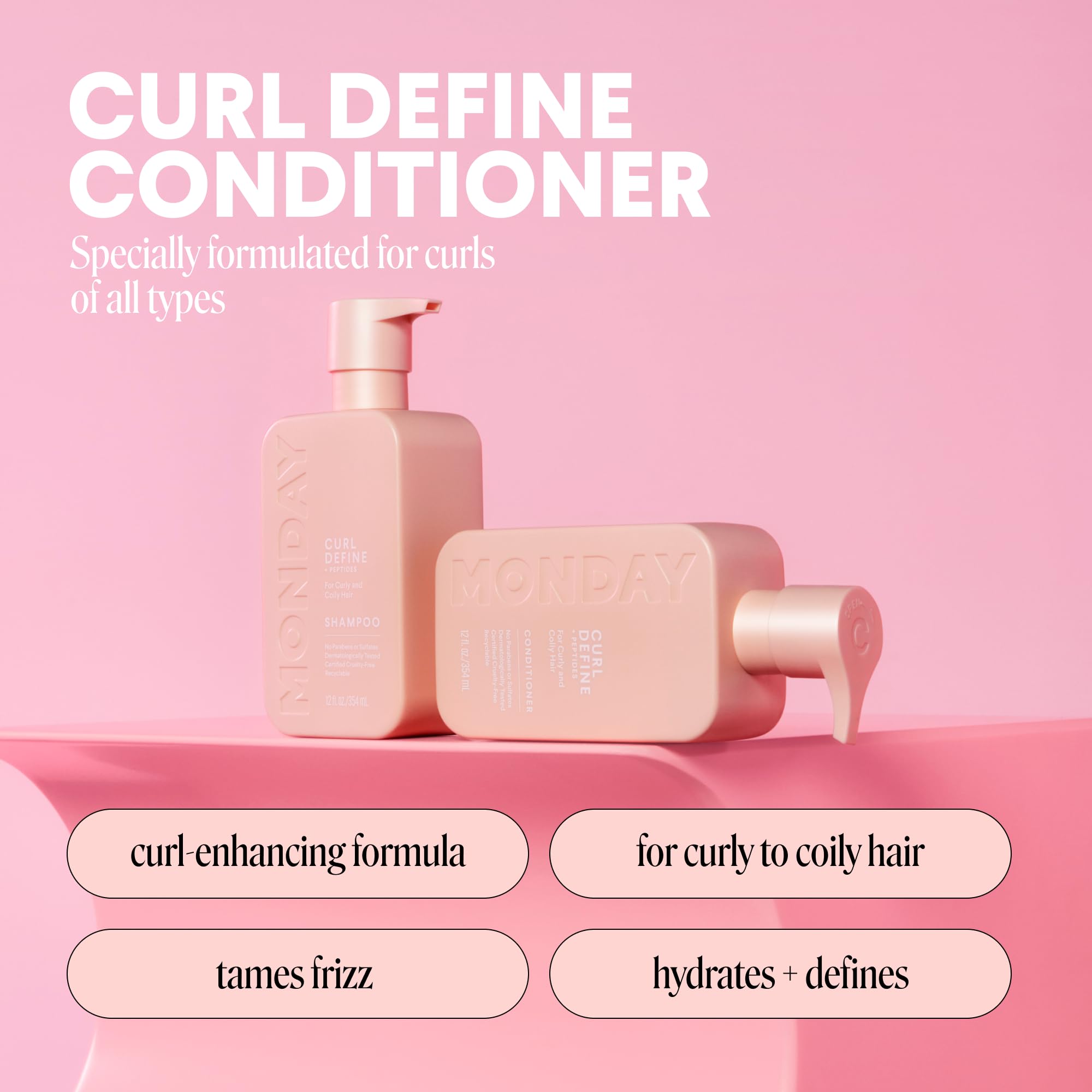 MONDAY HAIRCARE CURL DEFINE Conditioner with Peptides, Coconut Oil & Shea Butter for Curls of All Types 354 mL - Image 3