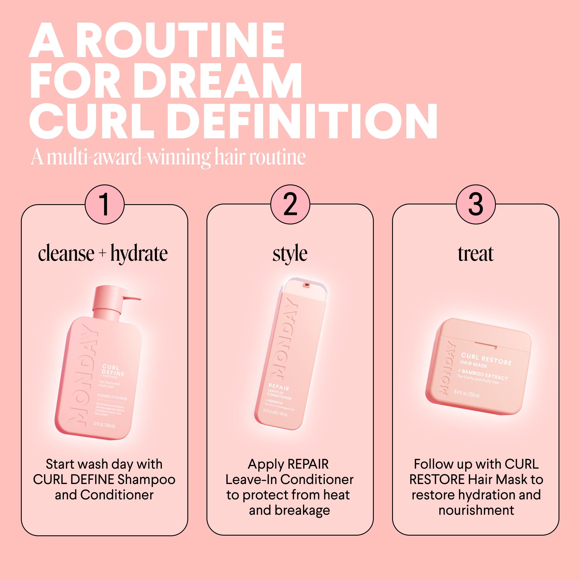 MONDAY HAIRCARE CURL DEFINE Conditioner with Peptides, Coconut Oil & Shea Butter for Curls of All Types 354 mL - Image 9