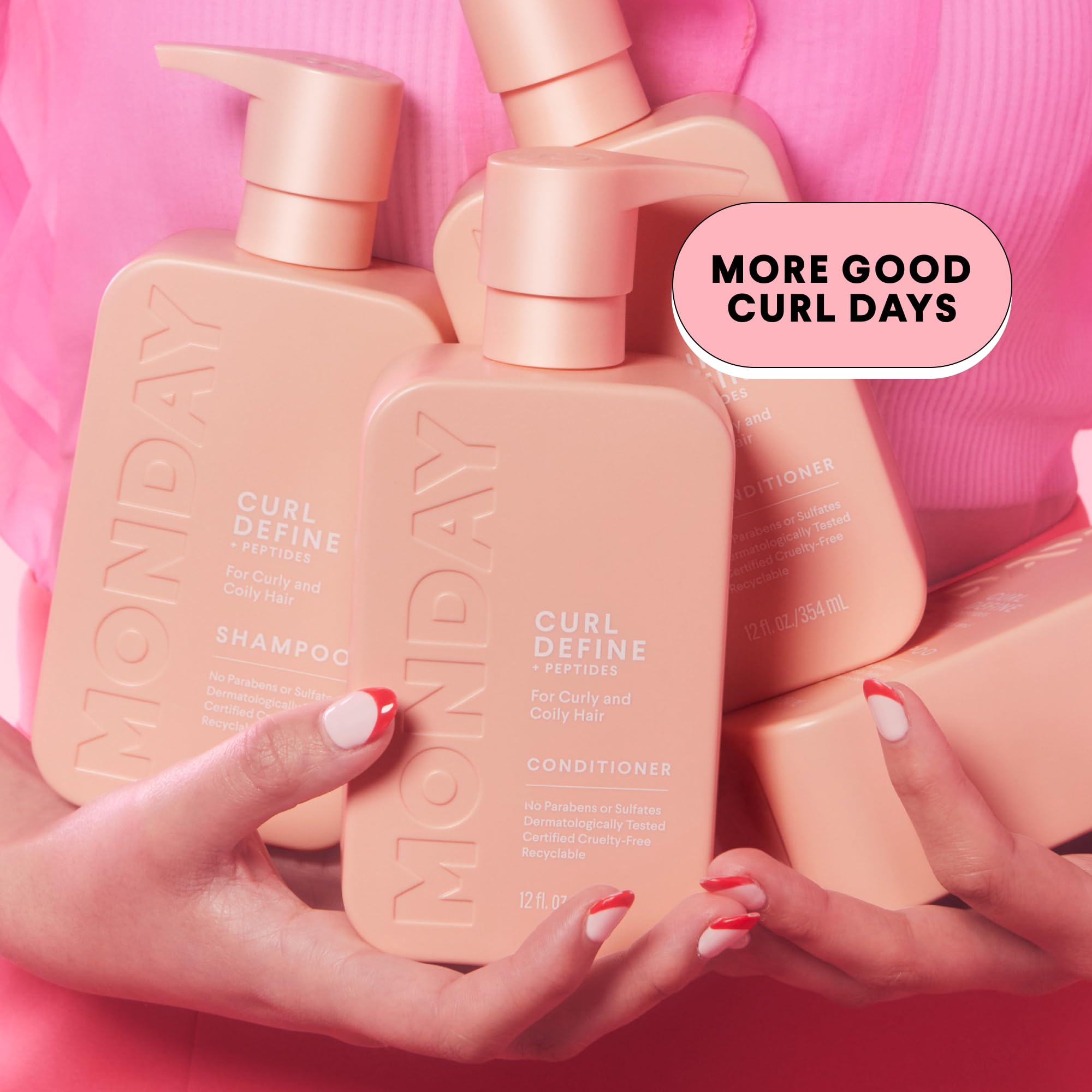 MONDAY HAIRCARE Curl Define Shampoo + Conditioner Set (2 Count) 12 oz Each Nourishes Curls, Tames Frizz, Coconut Oil and Shea Butter Enhance Shine, 100% Recyclable Bottle - Image 6