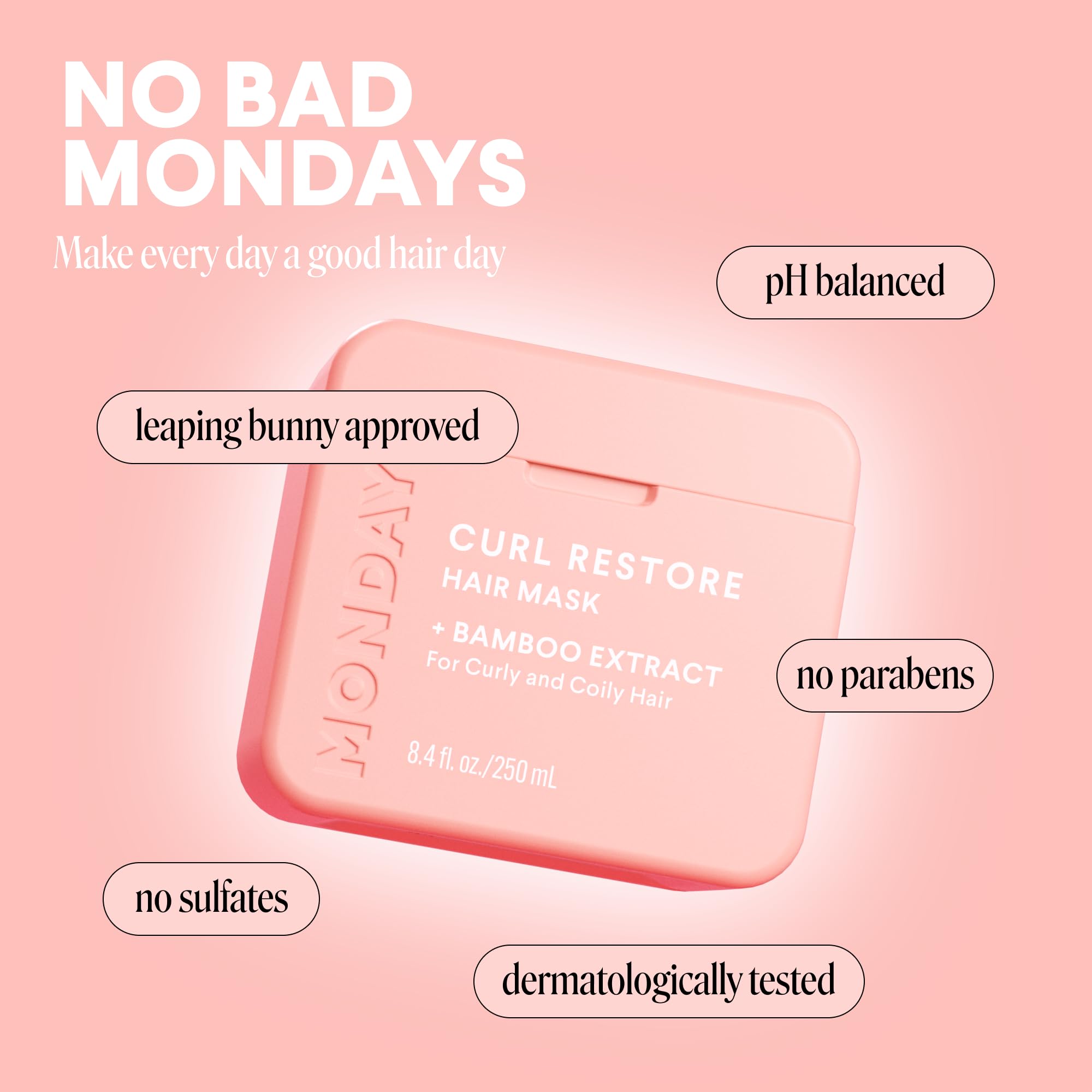 MONDAY HAIRCARE CURL RESTORE Hair Mask with Bamboo Extract, Coconut Oil & Shea Butter for Curls & Coils of all types 250 mL - Image 5