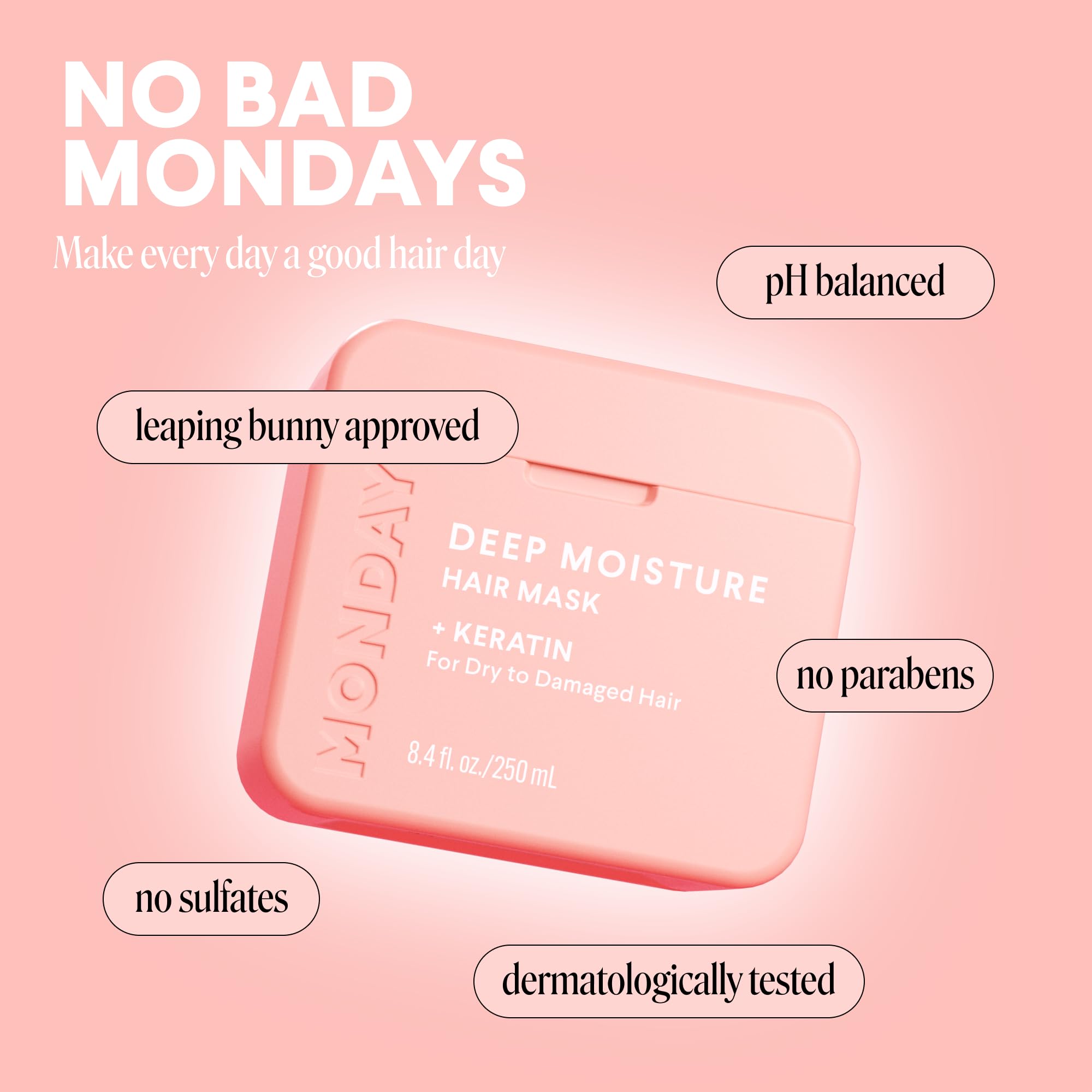 MONDAY HAIRCARE DEEP MOISTURE Hair Mask with Keratin, Argan Oil, Shea Butter & Coconut Oil for Dry to Damaged Hair 250 mL - Image 5