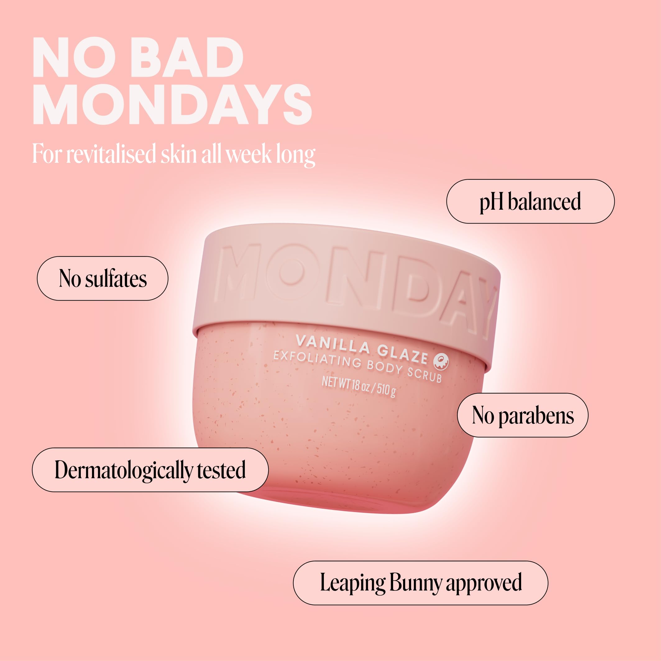MONDAY Haircare EXFOLIATING Body Scrub – Vanilla Glaze Scent with Shea Butter & Coconut Oil, 18 oz(Pack of 2) - Image 6
