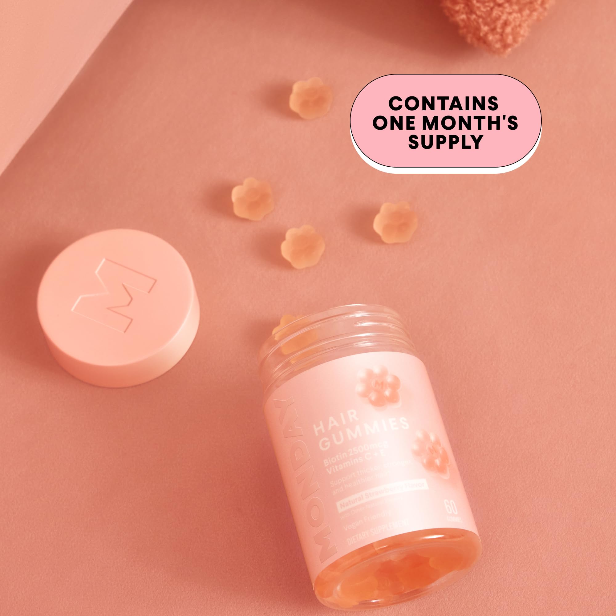 MONDAY HAIRCARE Hair Gummies with 2500 mcg Biotin, Vitamin C & Vitiman E for Thicker, Stronger and Healthier Hair 60ct - Image 3