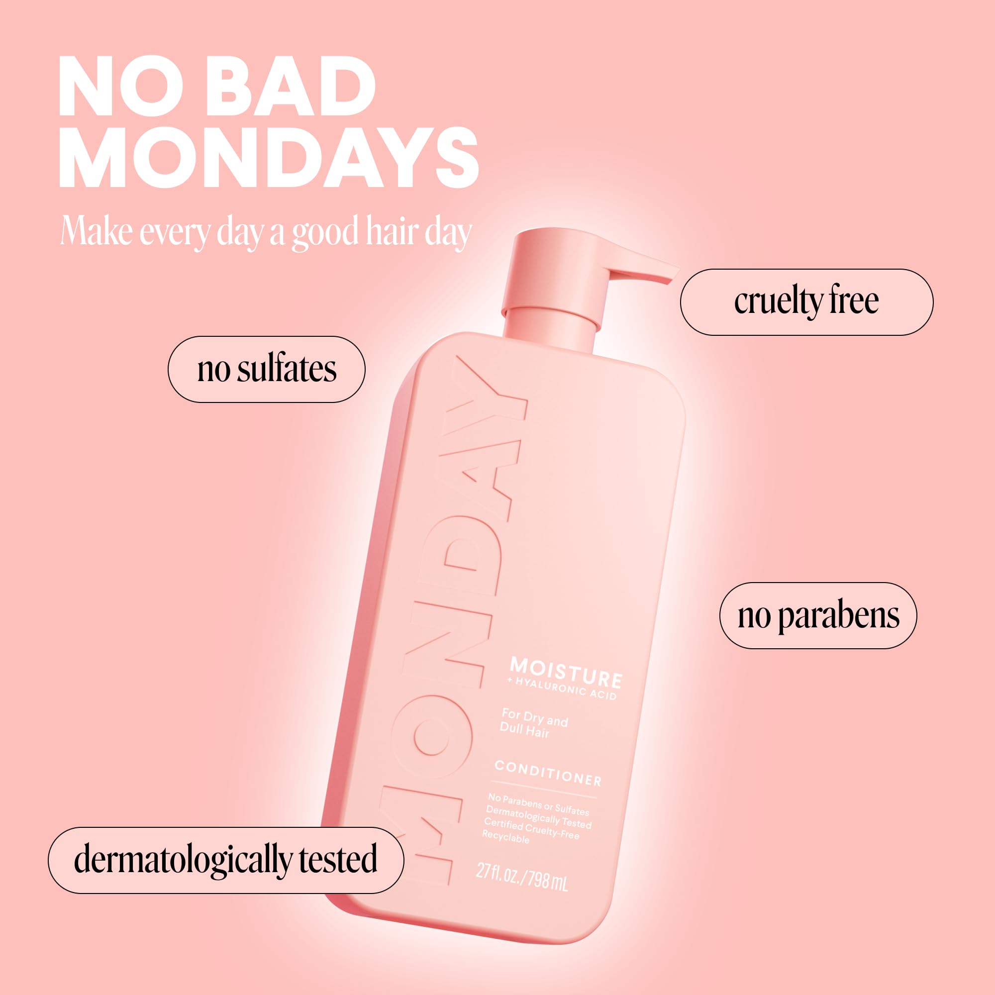 MONDAY Haircare MOISTURE Conditioner with Hyaluronic Acid, Coconut Oil & Shea Butter for Dry & Dull Hair 798 mL - Image 5
