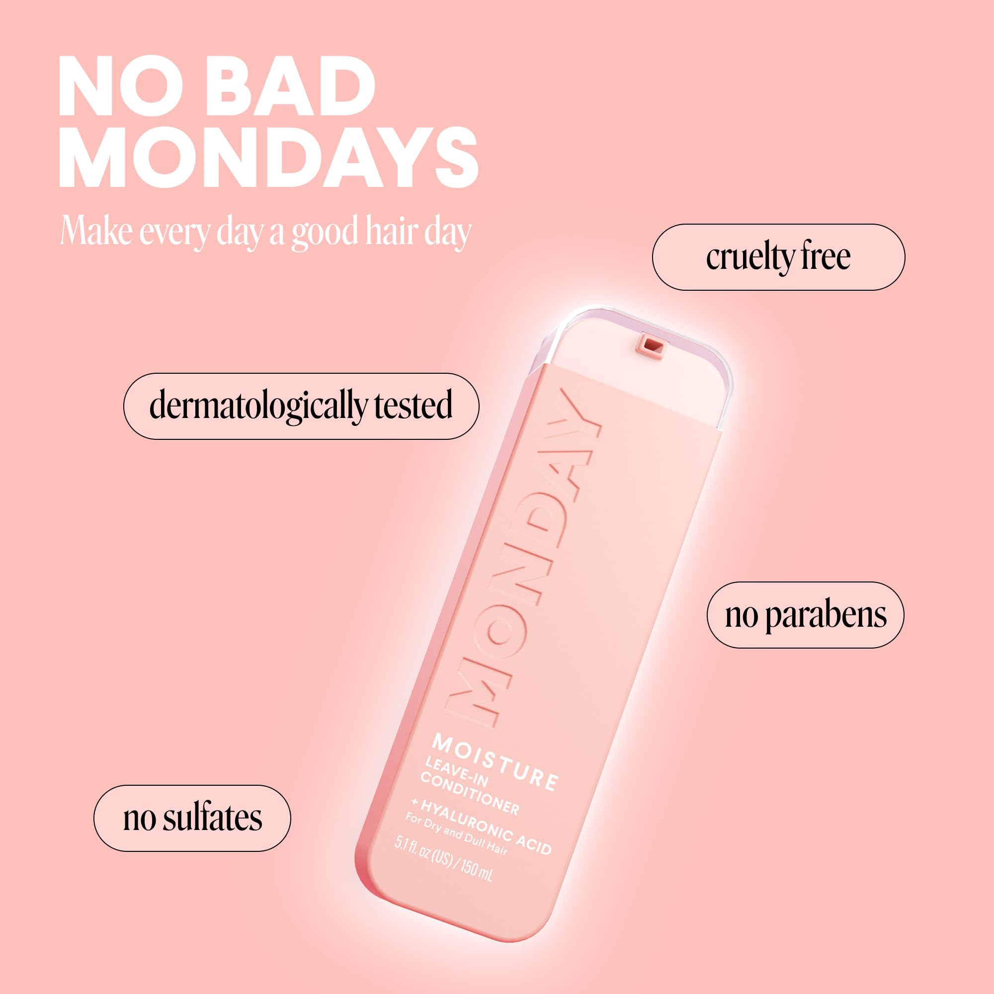 MONDAY HAIRCARE MOISTURE Leave in Conditioner with Hyaluronic Acid, Jojoba & Almond Oil, Shea Butter& Wheat Protein for Dry & Dull Hair 150mL - Image 5