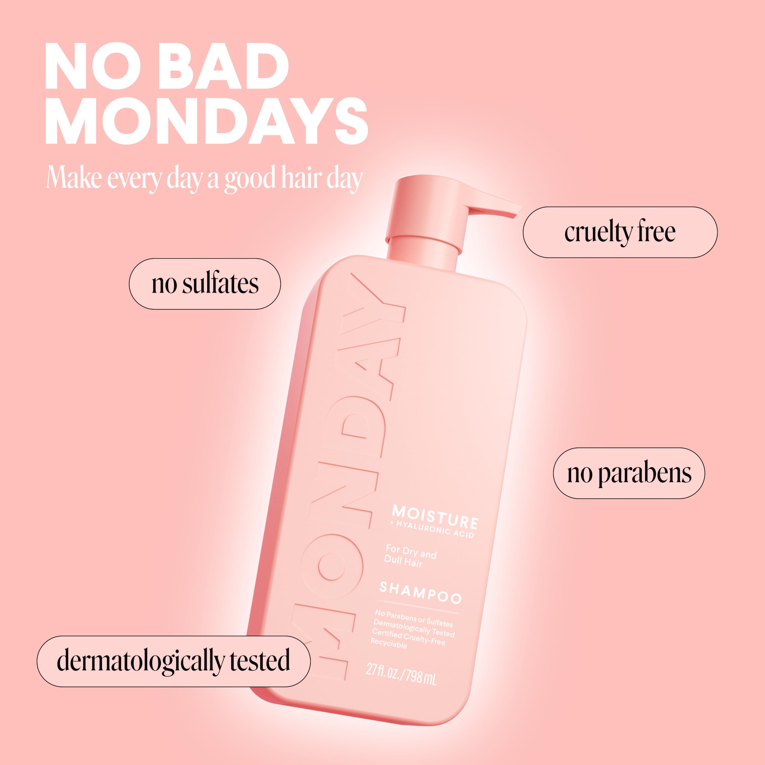 MONDAY HAIRCARE MOISTURE Shampoo with Hyaluronic Acid & Shea Butter for Dry & Dull Hair 798 mL - Image 5