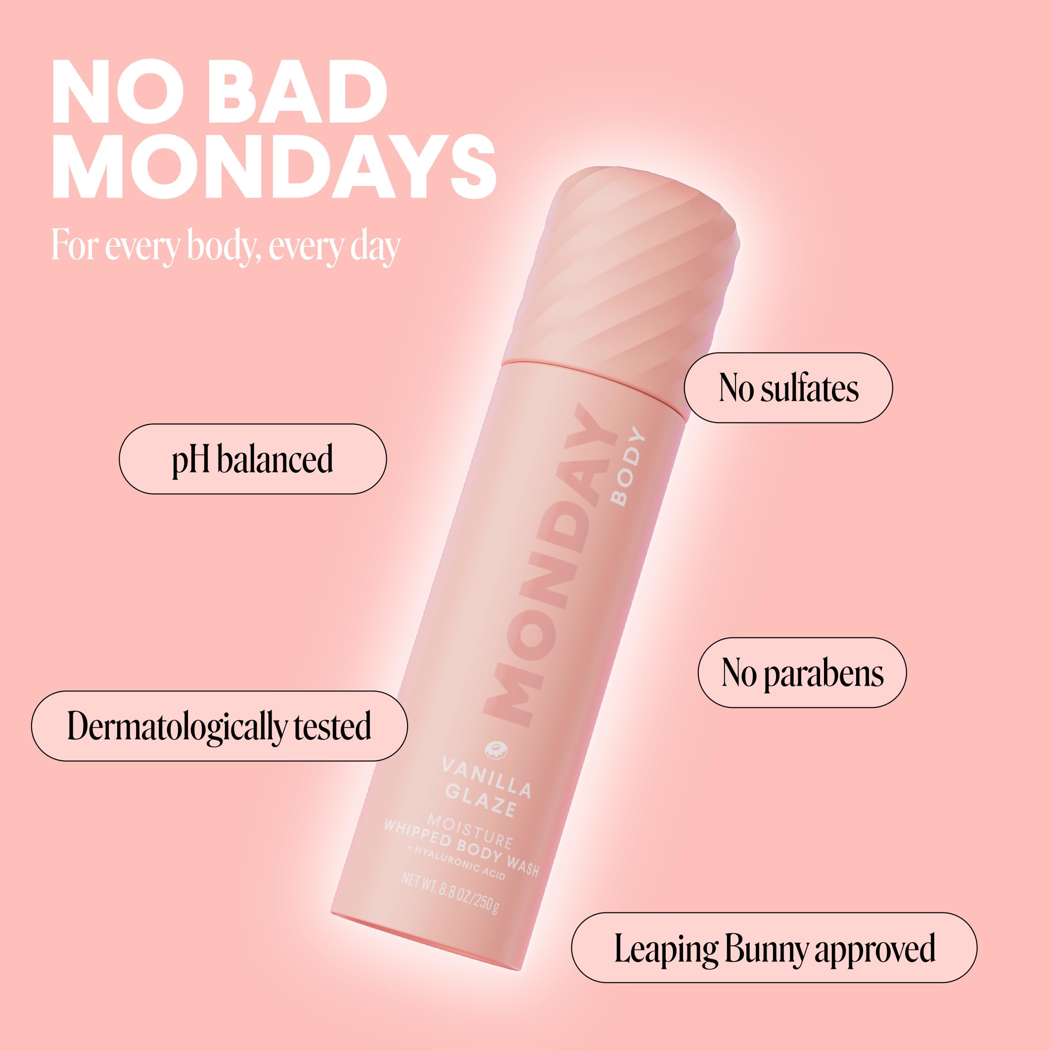 MONDAY HAIRCARE MOISTURE Whipped Body Wash in Vanilla Glaze Scent with Hyaluronic Acid for All Skin Types, 8.8 oz(Pack of 2) - Image 6