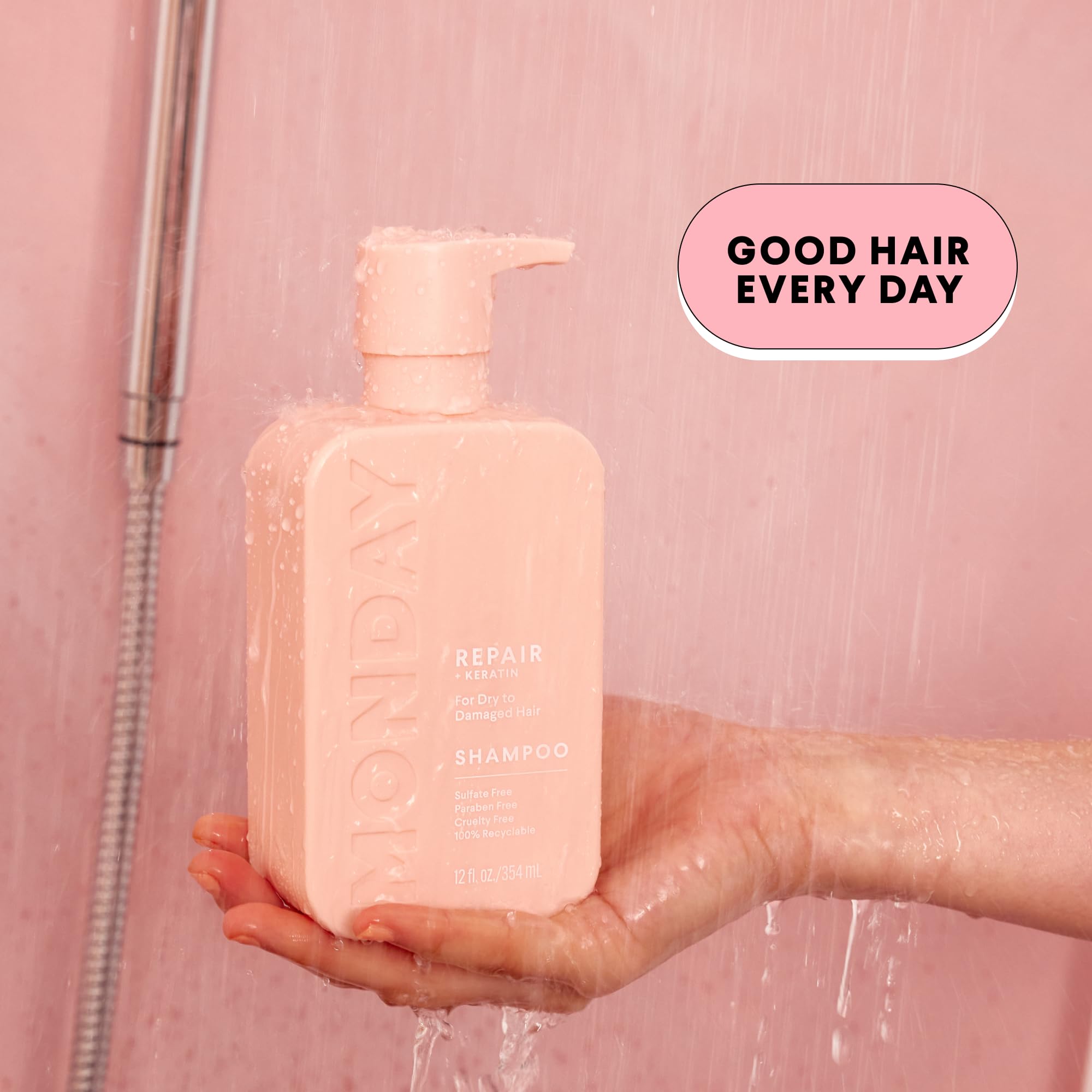 MONDAY HAIRCARE REPAIR Shampoo with Keratin, Argan Oil & Cocoa Butter 354mL For Dry to Damaged & Depleted Hair 354mL - Image 3