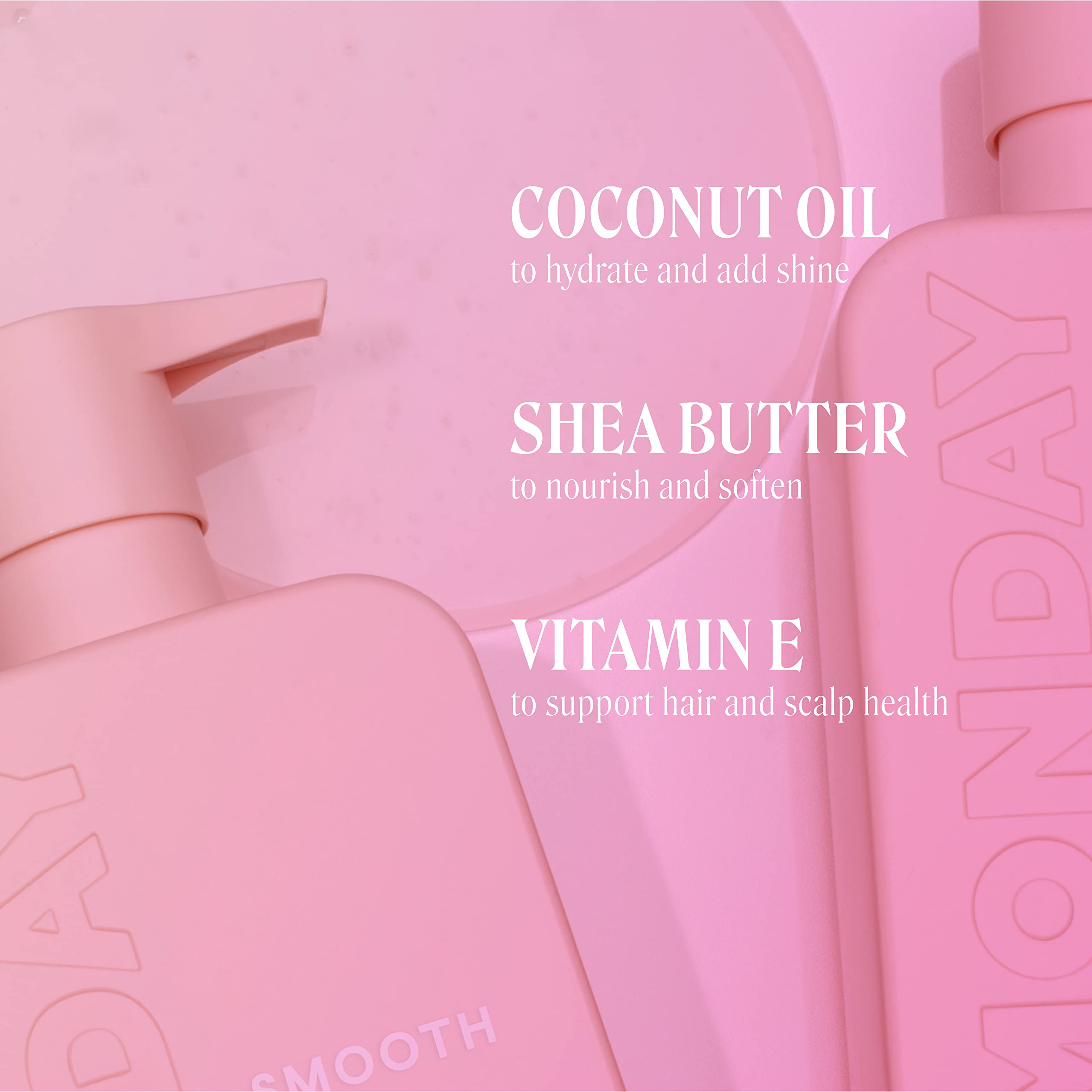 MONDAY HAIRCARE Smooth Shampoo + Conditioner Bathroom Set (2 Pack) 30oz Each for Frizzy, Coarse, and Curly Hair, Made from Coconut Oil, Shea Butter, & Vitamin E, 100% Recyclable Bottles - Image 3
