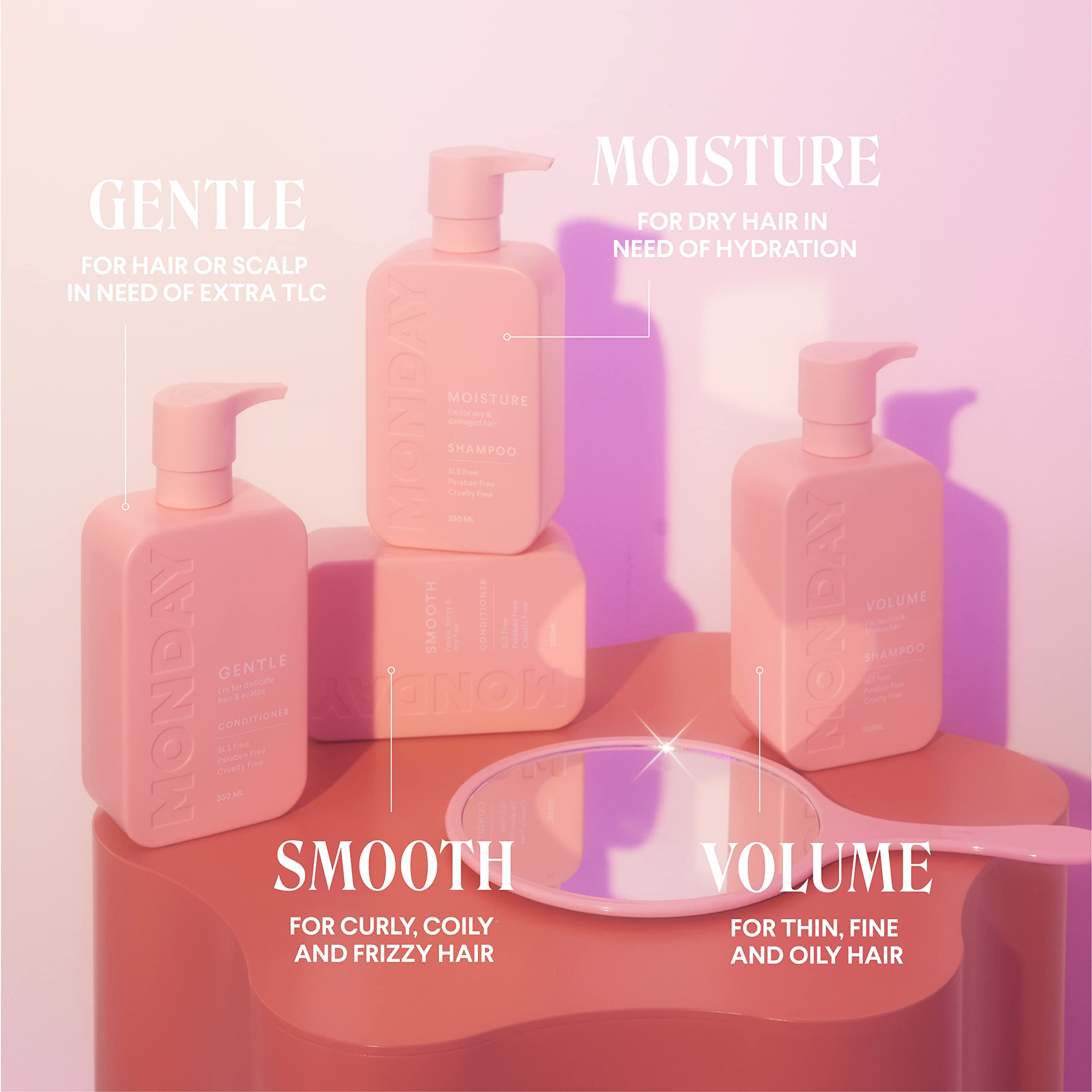 MONDAY HAIRCARE Smooth Shampoo + Conditioner Bathroom Set (2 Pack) 30oz Each for Frizzy, Coarse, and Curly Hair, Made from Coconut Oil, Shea Butter, & Vitamin E, 100% Recyclable Bottles - Image 5
