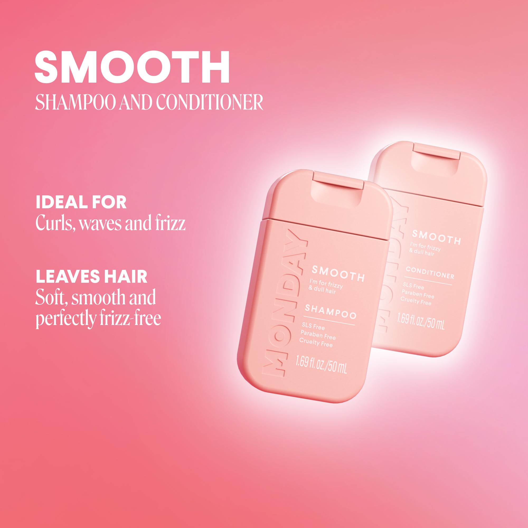 Monday Haircare Smooth Shampoo & Conditioner Travel Pack -50ML Travel Kit (2 x Shampoo,2 x Conditioner) - Image 5