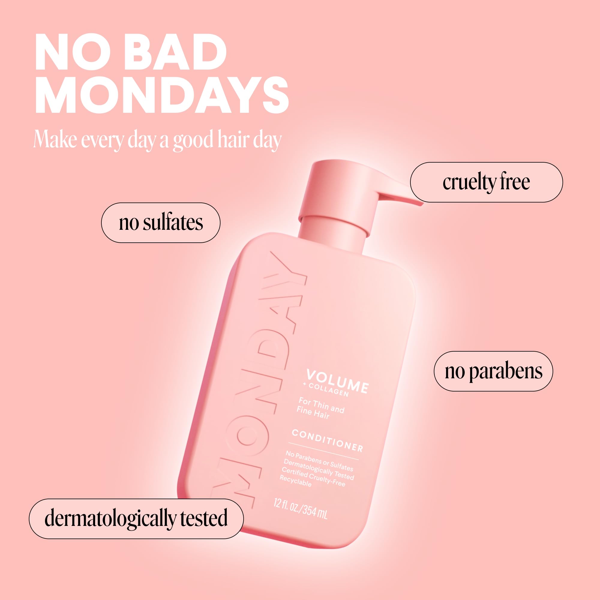MONDAY HAIRCARE VOLUME Conditioner with Hydrolyzed Collagen, Coconut Oil, Shea Butter & Macadamia Oil for Thin, Fine & Flat Hair 354 mL - Image 6
