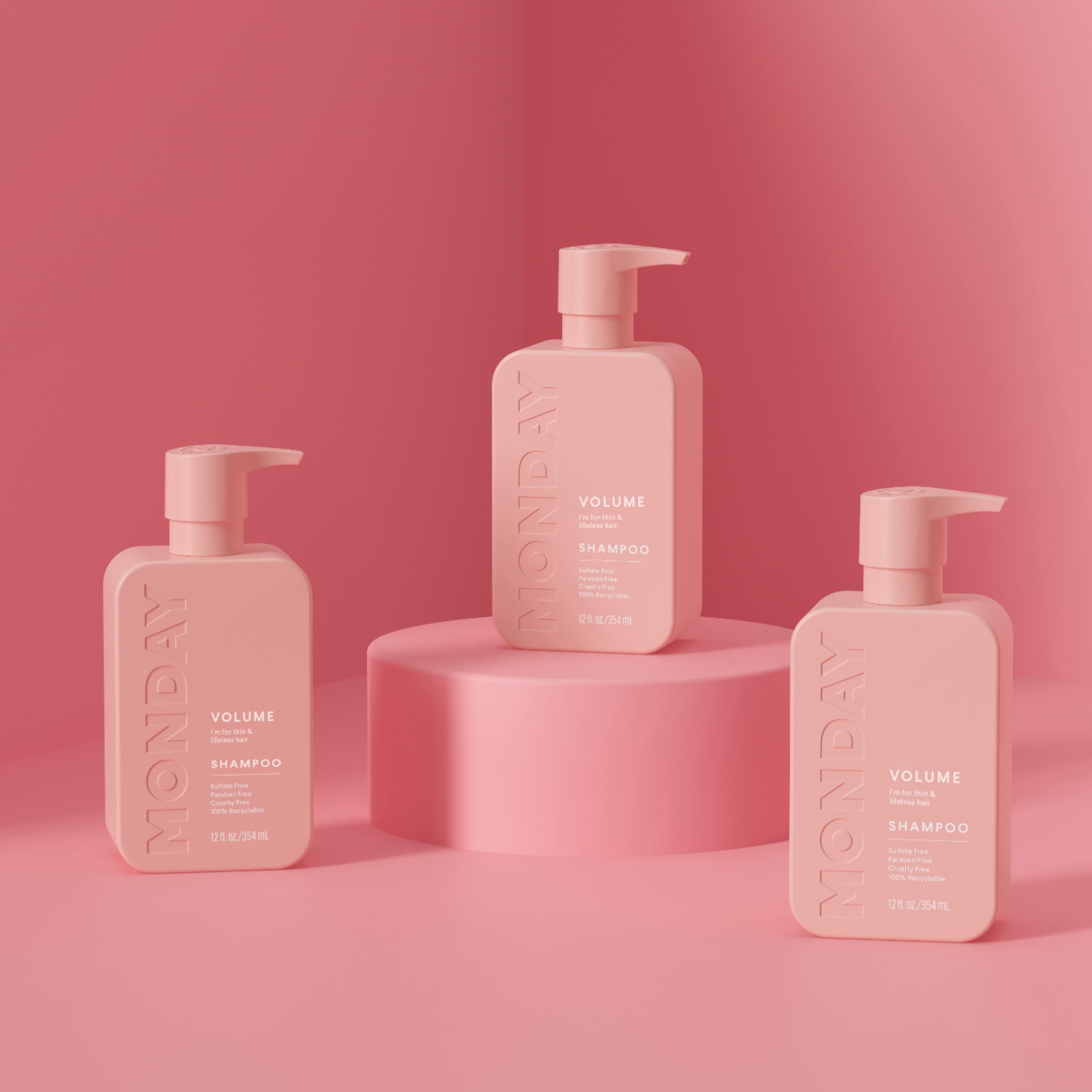 MONDAY HAIRCARE Volume Shampoo + Conditioner Set (2 Count) 12 oz. For Thin, Fine, and Oily Hair Made with Coconut Oil, Ginger Extract, and Vitamin E 100% Recyclable Bottle - Image 5