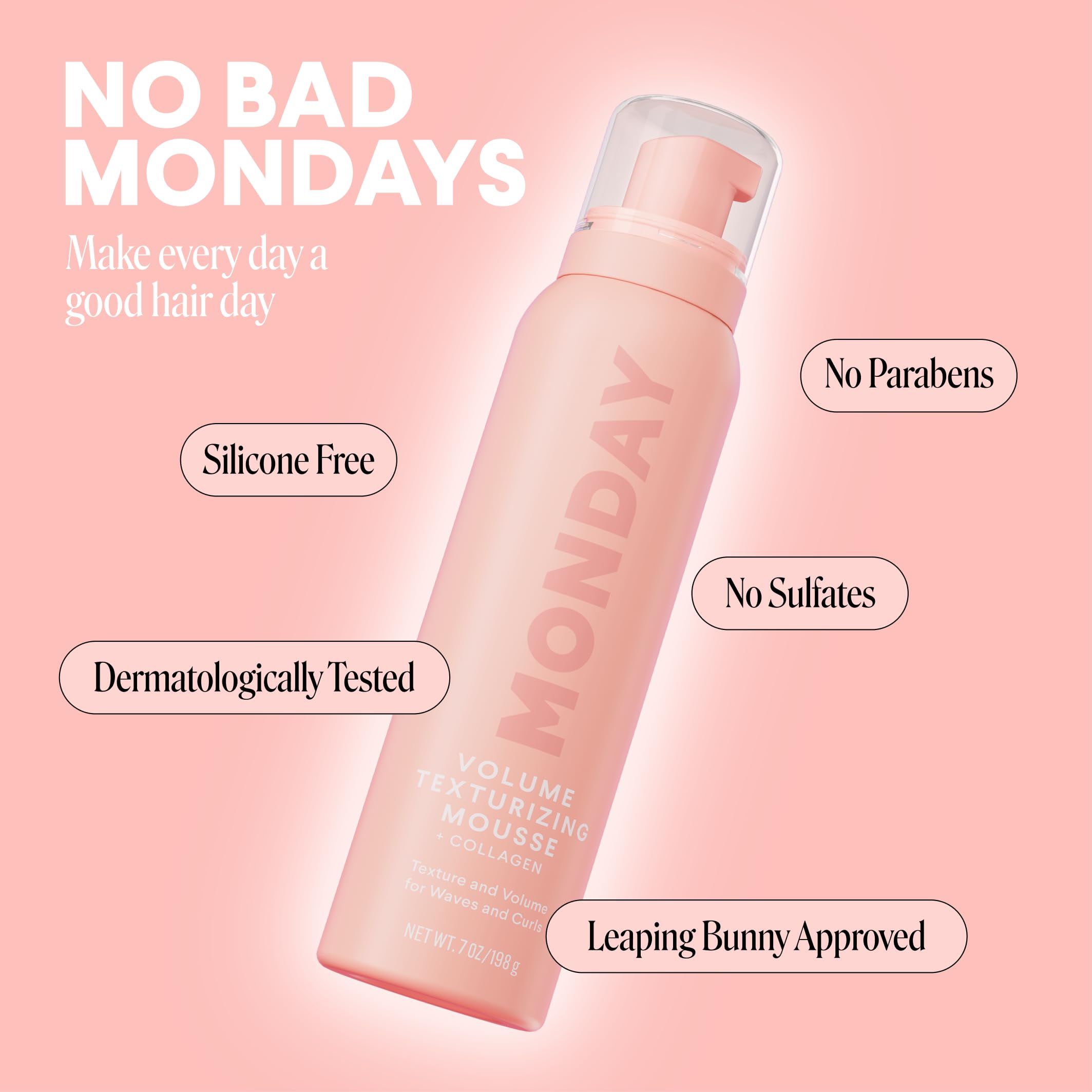 MONDAY HAIRCARE VOLUME Texturizing Mousse with Hydrolysed Collagen – For Instant Texture & Volume, 7 oz(Pack of 2) - Image 6